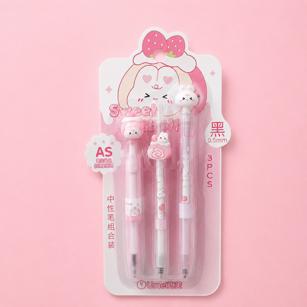 Set de 3 Lápices Borrables Conejito Rosa