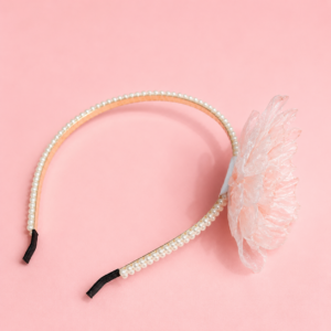Cintillo de Perlas con Flor Kawaii