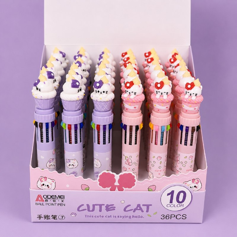 Lápiz 10 Colores Gatito Kawaii