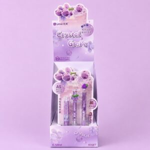 🍇💜 Set de 3 Lápices Uvas Kawaii  - Imagen 2