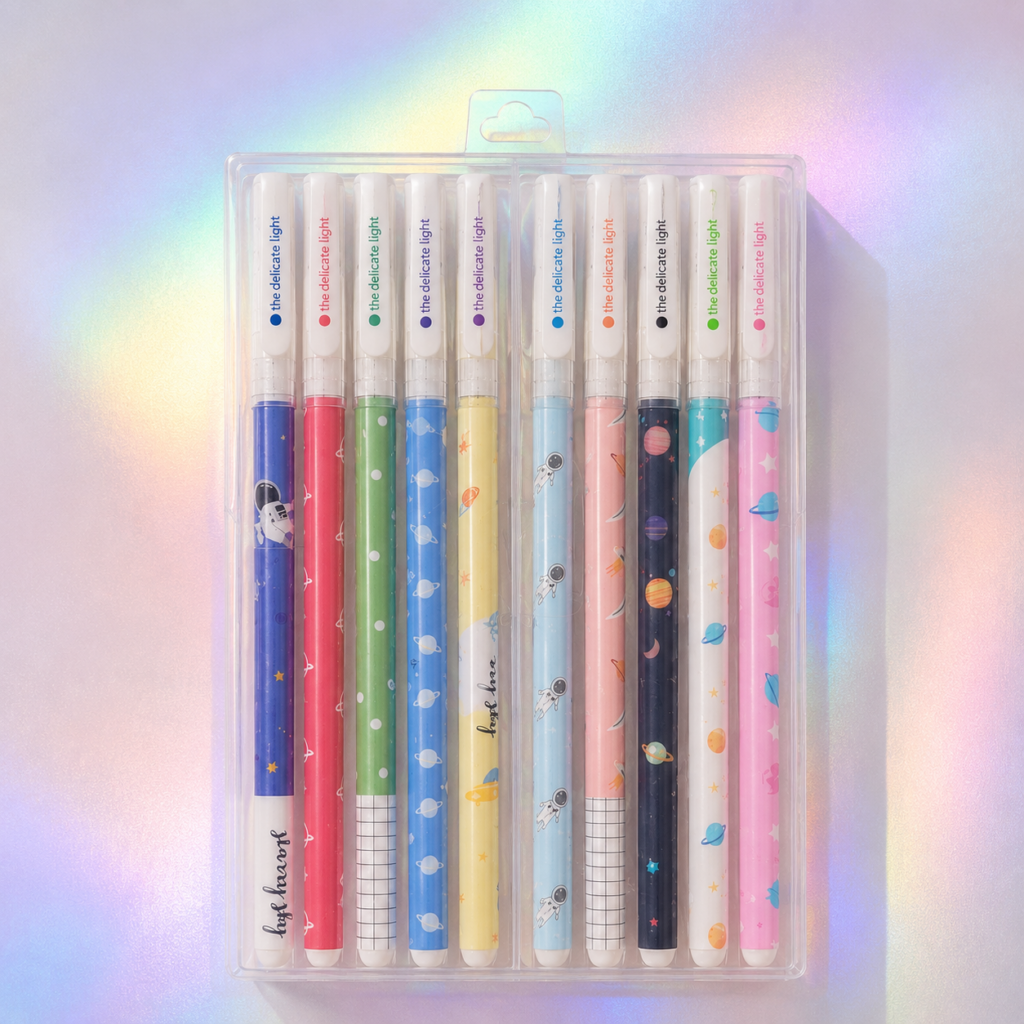 Set 10 Lápices Tinta Gel Universo Kawaii