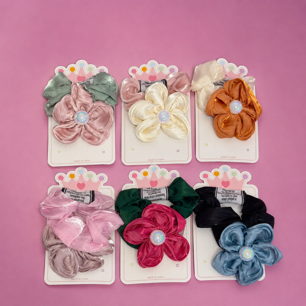 Colet Flor de Satín Kawaii