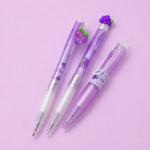 🍇💜 Set de 3 Lápices Uvas Kawaii  - Imagen 3