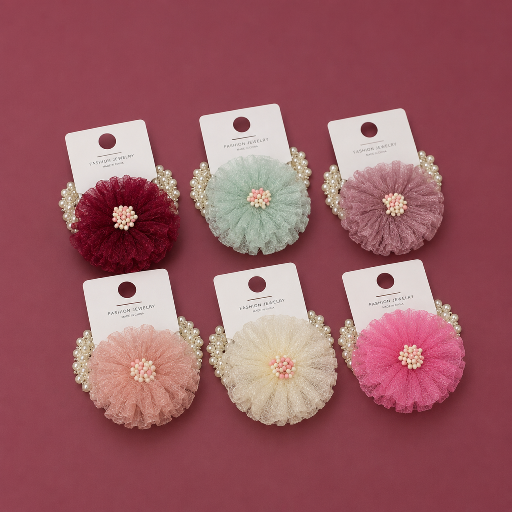 Colet Flor de Tul con Perlas
