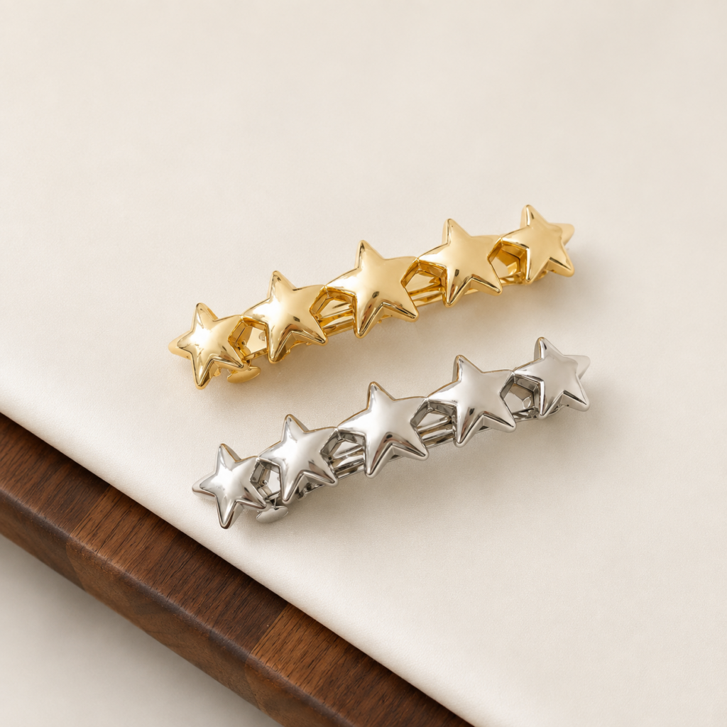 Pinche Metálico Lluvia de Estrellas – Dorado y Plateado