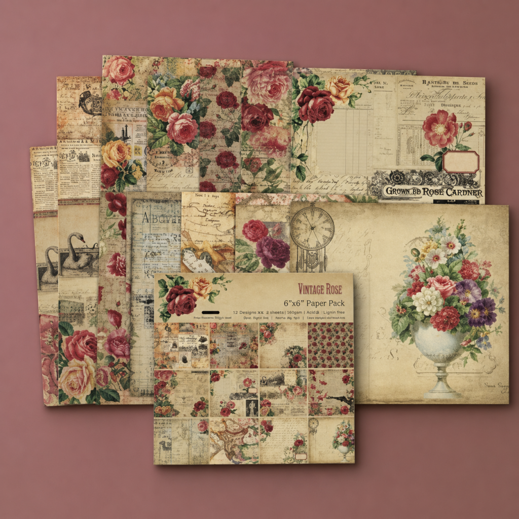 Set de Papeles Decorativos Rosas Vintage