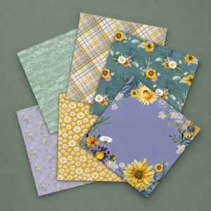 Set de Papeles Decorativos Girasoles y Flores