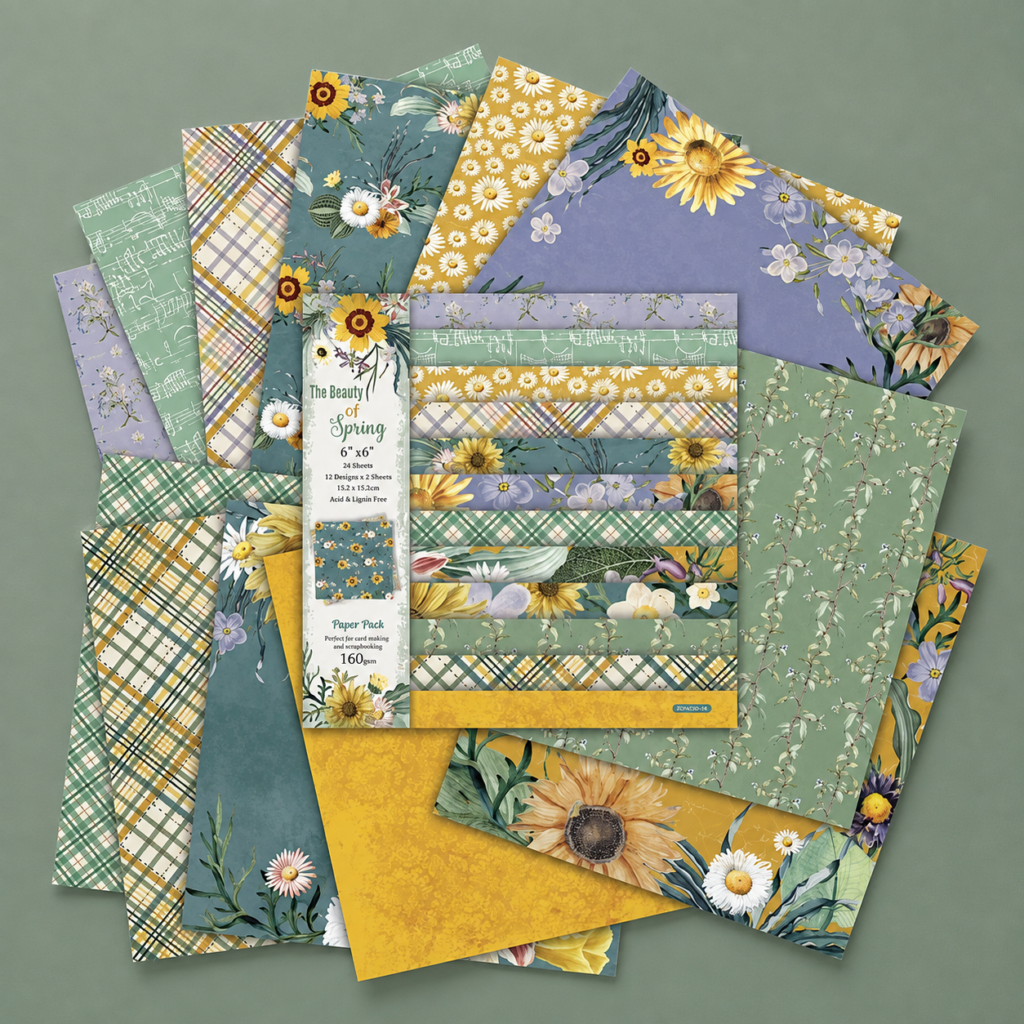 Set de Papeles Decorativos Girasoles y Flores