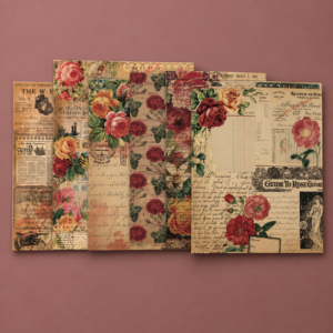 Set de Papeles Decorativos Rosas Vintage - Imagen 2